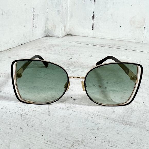 Jimmy Choo Frieda Metal Frame gold Green Lens Oversized Butterfly Sunglasses - Picture 3 of 5
